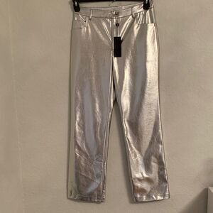 Gianni Bini Metallic Silver Faux Leather Women's Pants Size 30